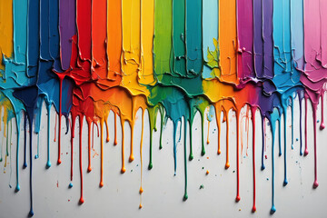 Fototapeta premium Vibrant Rainbow Oil Paint Drips: Abstract Textured Background, Modern Art, Creative, Colorful, Joyful