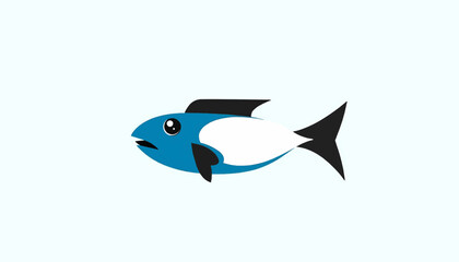 Cartoon blue fish illustration on light background  