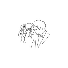 Line Drawing of a Romantic Couple – Minimalist Vector Illustration