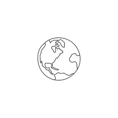 Line Drawing of a Globe – Minimalist World Map Vector Illustration