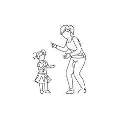 Woman Giving Instruction to a Kid – Minimalist Line Drawing Illustration
