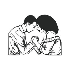 Afro Couple – Minimalist Line Art Illustration
