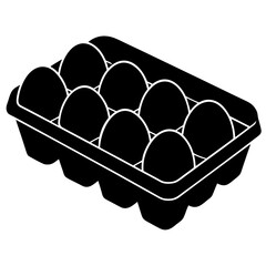 Black silhouette of a six egg carton