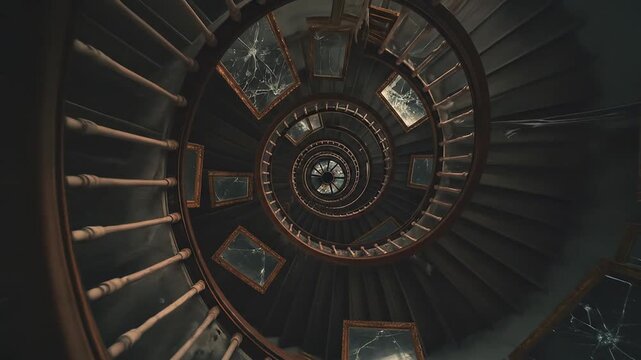Dark spiral staircase interior