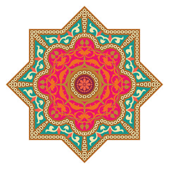 Colorful floral mandala vector illustration decorative henna art design, for invitations, backgrounds, and print