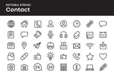 Thin Line Contact Icon Collection for Web and Mobile UI
