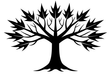 Obraz premium Elegant deciduous tree plant silhouette vector illustration