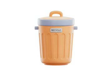 3D Render of Pastel Colored Recycle Bin with Recycle Label Isolated on Transparent Background Ideal for Graphic Design Projects and Environmental Awareness Campaigns on