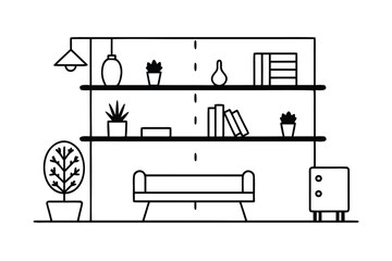 Stylish Living Room With Floating Shelves And Minimal Decor