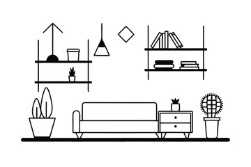 Stylish Living Room With Floating Shelves And Minimal Decor