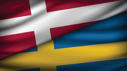 Fototapeta premium High Quality background with Two Flags of Denmark and Sweden