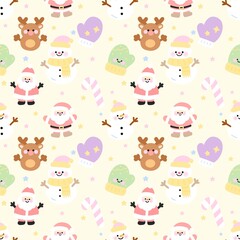 Obraz premium Kawaii Christmas seamless pattern 