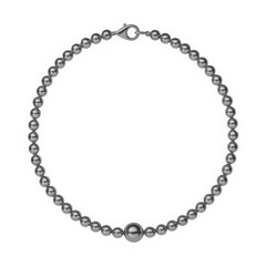 Metallic ball chain necklace with round beads and a connector clasp. 3D rendering isolated on transparent white background