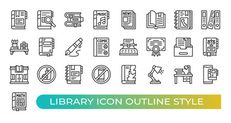 Library icon sets outline design
