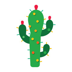 Festive desert cactus decorated with colorful christmas lights and ornaments for holiday celebrations