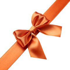 Fototapeta premium orange satin ribbon bow isolated on transparent background