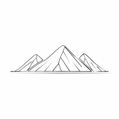 Black mountains in one line art style