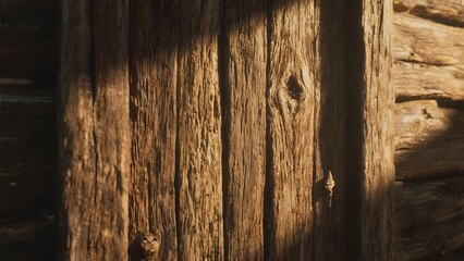 Close-up of Weathered Wooden Planks with Natural Knots and Grain Patterns