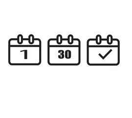 Modern Daily Event Planner Calendar Vector Icon,Flat Design Monthly Calendar Icon Vector,Minimalist White Calendar Date Vector Symbol

