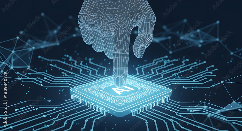 Poster ai and human interaction: an artistic representation of the interaction between artificial intellige