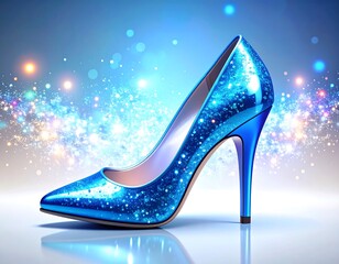 Obraz premium Sparkling blue high-heeled shoe