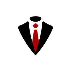 Business suit with red tie icon
