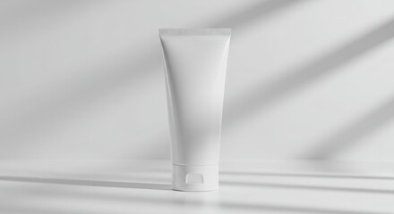Minimalist white tube with diagonal shadow overlay