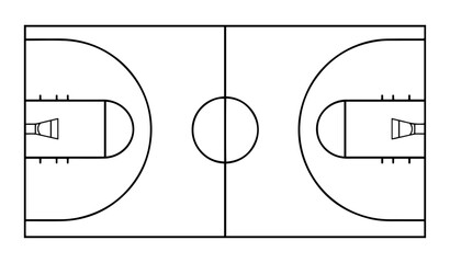 basketball court top view with outline markings