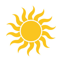 sun icon with rays in yellow color