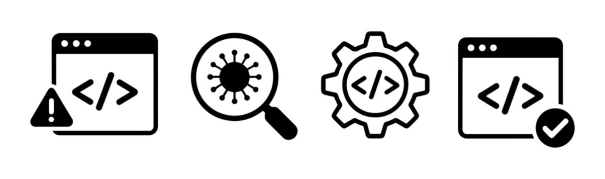 programming and coding icon set for software development
