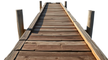 Weathered wooden pier isolated on transparent background