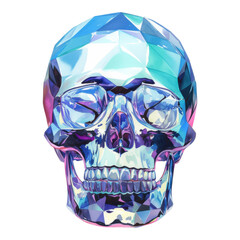 Crystal skull art display gallery exhibition digital artwork modern environment close-up view abstract concept