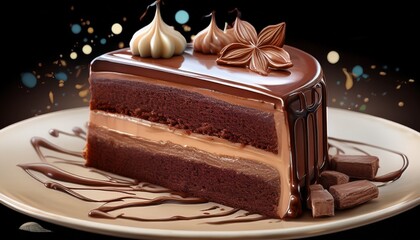 Obraz premium chocolate cake slice transparent