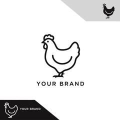Fototapeta premium Elegant Chicken Logo: A modern and minimalist line art design featuring a sleek chicken silhouette, perfect for branding purposes.