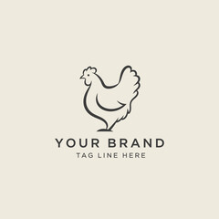 Obraz premium Elegant Chicken Logo Design: A minimalist logo features a single line drawing of a chicken, creating a clean and modern emblem suitable for various branding purposes.