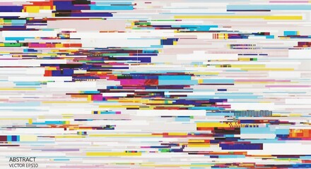 Abstract digital glitch effect colorful horizontal lines