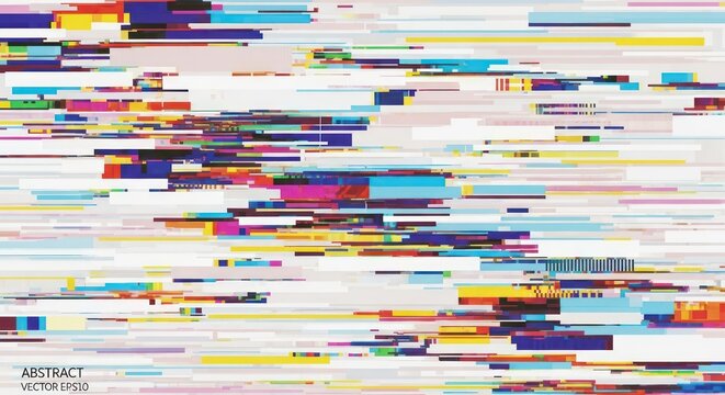 Abstract digital glitch effect colorful horizontal lines