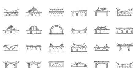 Bridge Icon Set – Minimal Vector Silhouettes of Modern and Classic Bridge Types