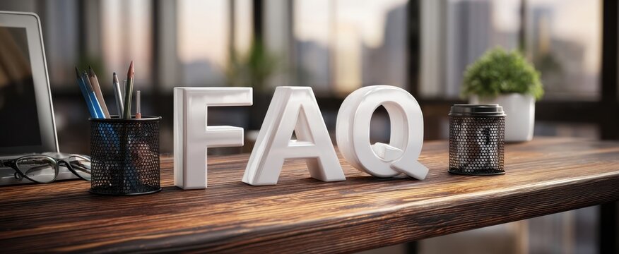 The FAQ Letters Displayed on a Modern Office Desk Amidst a Professional Atmosphere
