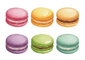 Vector watercolor sweets / 水彩テイストのマカロンイラスト