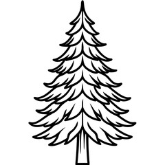 Single Evergreen Outline – Clean Vector