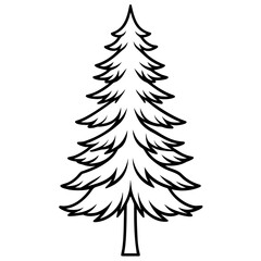 Obraz premium Single Evergreen Outline – Clean Vector