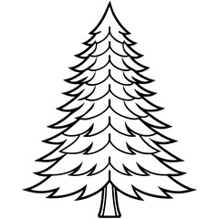 Single Evergreen Outline – Clean Vector