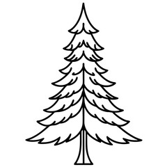 Obraz premium Single Evergreen Outline – Clean Vector