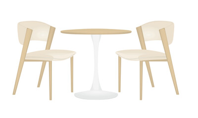 Coffee table and three chairs. vector illustration