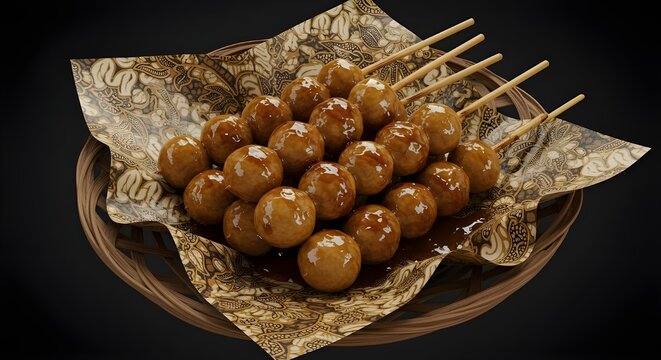 5D close-up of grilled bakso tusuk and sempol ayam side by side