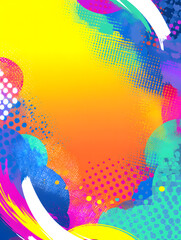 Colorful Abstract Pop Art Background with Halftone Dots and Paint Splash