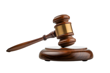 Gavel on Sound Block Isolated on Transparent Background