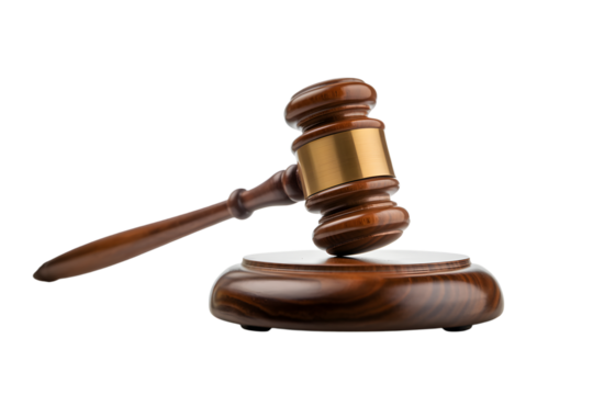 Gavel on Sound Block Isolated on Transparent Background