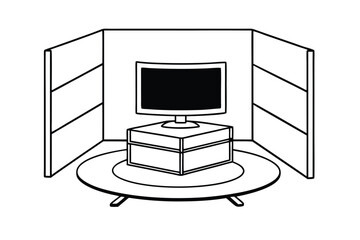 Room With Rotating Tv Stand And Corner Seating